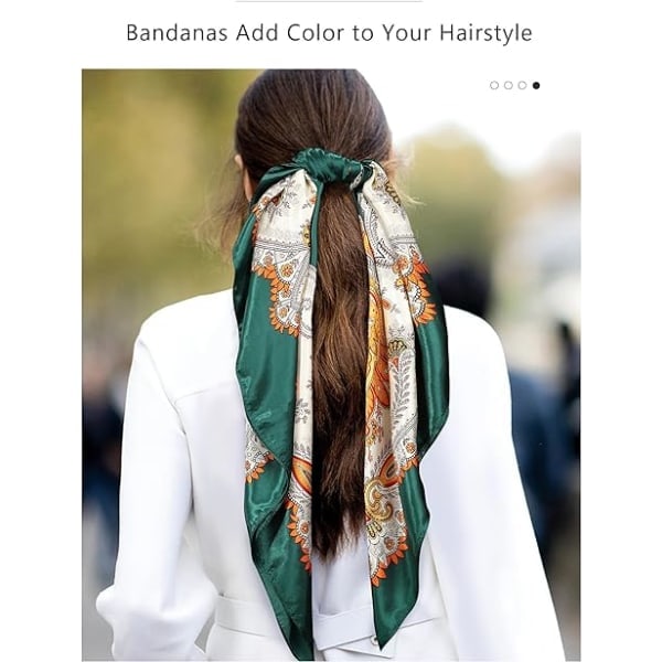 35” Stor Kvadratisk Satin Hårbånd - 3 stk Satin Hår Sjal Silke Bandana Sjal Hårbånd Silke Følelse Sjal til Kvinder