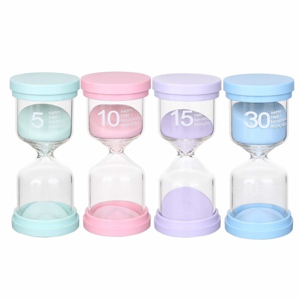 Timeglass i 4 farger 5 minutter / 10 minutter / 15 minutter / 30 minutter