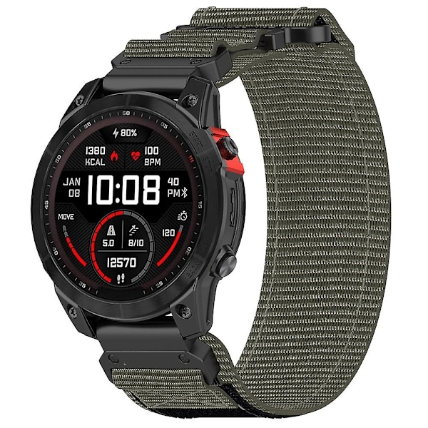 Nylon-reim med klistremerke for Garmin Fenix 7X/7X Pro/Instinct 2X/QuickFit 26 mm - Grå Grey Garmin Fenix 7X