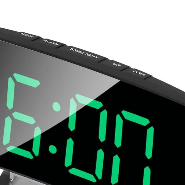 R digitalt vækkeur - Buet model - Lysfunktion - Specielt spejl - Snooze
