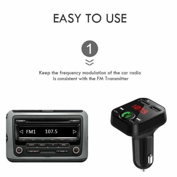 Bluetooth FM-sender - Radioadapter - USB-lader - MP3-spiller - Håndfri