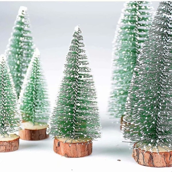 8 st. 3 Storlekar Mini Julgran Falsk Miniatyr Gran Grön Mini Julgran Små Juldekorationer Figurer 10/15/20 Cm