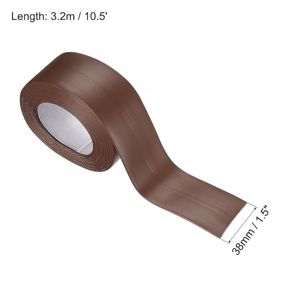Vanntett tetningslist i PVC, selvklebende, 1,5\" bred x 10,5' lang, brun