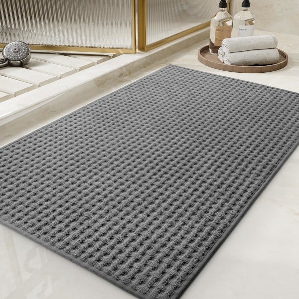 Rutiga badrumsmattor, superabsorberande halkfria badrumsmattor, tunna badrumsmattor, maskintvättbara badrumsmattor Dark Gray 24" X 36"