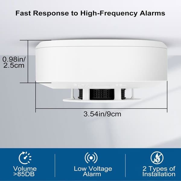 Smart røgalarm, trådløs brandalarm røgalarm med WLAN, app-understøttet, med magnetisk montering og skruer