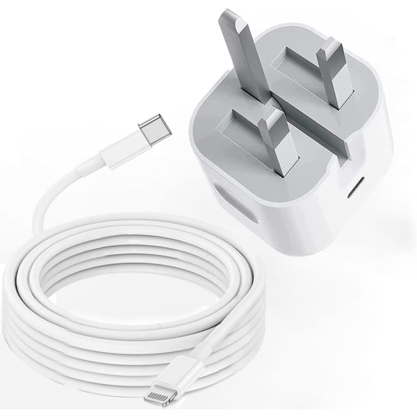 i-Phone snabbladdare, PD 20W USB C snabbladdarkontakt och USB C snabbladdningskabel 1M, kompatibel för iPhone 14 13 12 11 Series/XR/XS/X/8/ipad