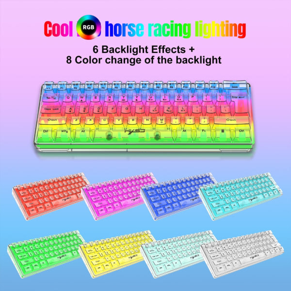 Vattentät Mini Kompakt Gaming Tangentbord 61 Tangenter Gaming Tangentbord RGB Bakgrundsbelysning Ultra Kompakt Mini Tangentbord för PC Gamer