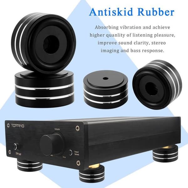 Højttaler isolationsfødder 4x, aluminium HiFi, pladespiller/lydudstyr, anti-vibration