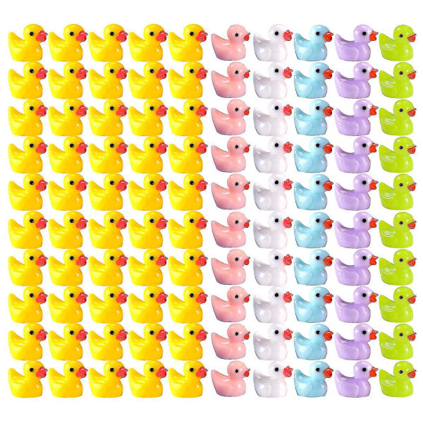 100 stk. Tiny Ducks Set Dekorasjon Realistisk Form Holdbar Harpiks Bedårende Ender for Jul Bursdagsfest Barnets Dag