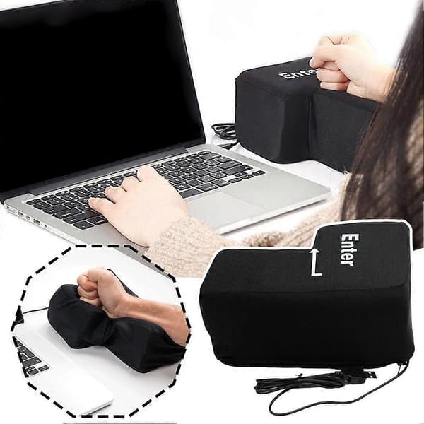 Stor Enter Anti Stress Relief Knapp USB Tuva Kudde Överdimensionerad Okrossbar Tangent
