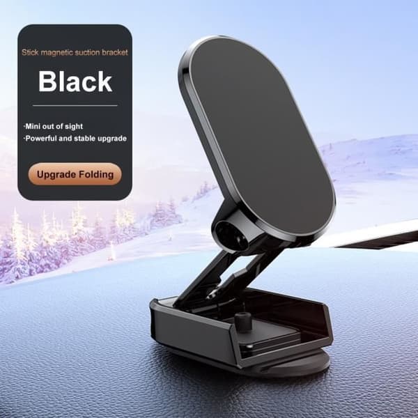 Sammenfoldelig magnetisk biltelefonholder med GPS til iPhone 13 12 Samsung Sort