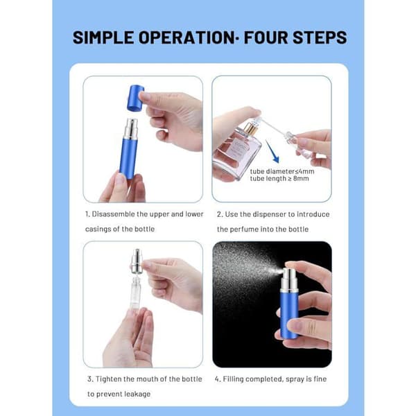 3 tomma 5 ml reseparfymflaskor - påfyllningsbar spray för män/kvinnor - bärbar atomizer för väska/ficka - ficksprej