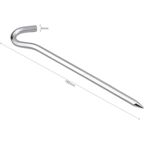14 stk teltplugger, spiker, kroker, 6 x 180 mm, kraftig metall, trampolineplugger, galvaniserte hageplugger