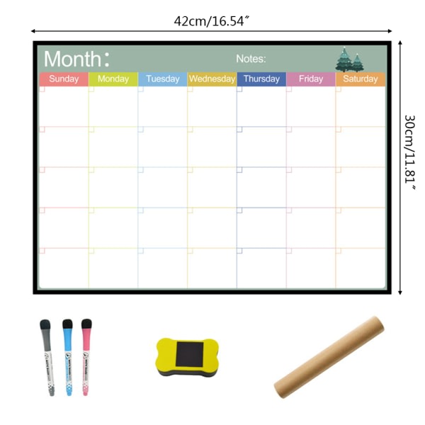 A3 Magnetisk Månedlig Planlegger Whiteboard Kjøleskap Magnet Ukentlig Melding Tegning Kjøleskap Bulletin