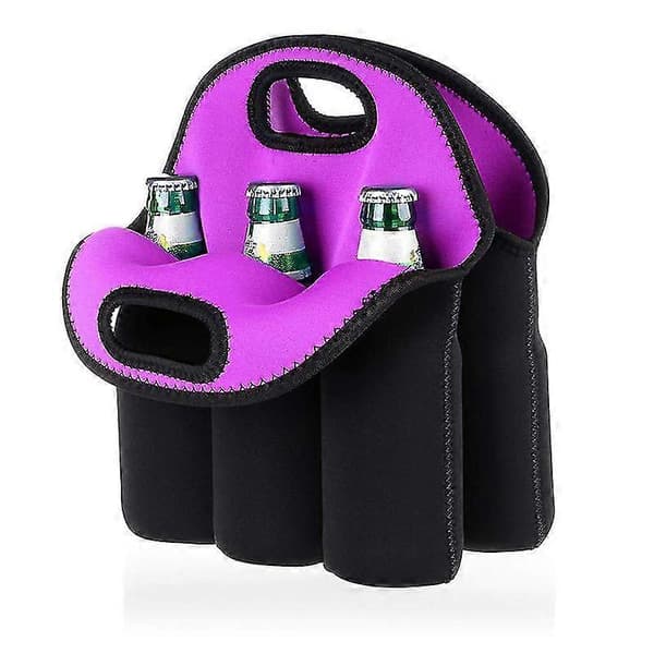 6 Flaskor Extra Tjock Isolerad Neopren Bärväska Flaskhållare För Öl Babyflaskor Burkar Drycker Purple