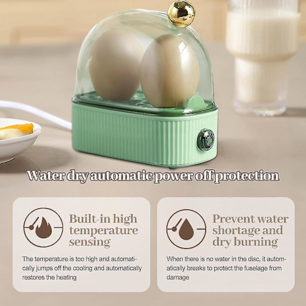 Egg Cooker 2 Eggs, Egg Steamer Compact Electric Egg Cooker, Best Egg Cooker Boils Alla tre tillagningsnivåer - Mjuk, Medium, Hård