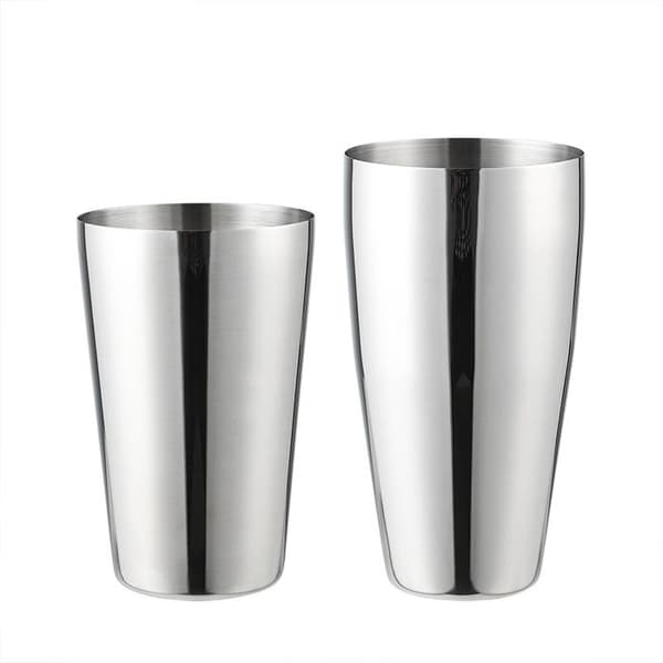 Boston shaker 530ml + 830ml vægtet rustfrit stål. Sølv design, professionelt barudstyr.