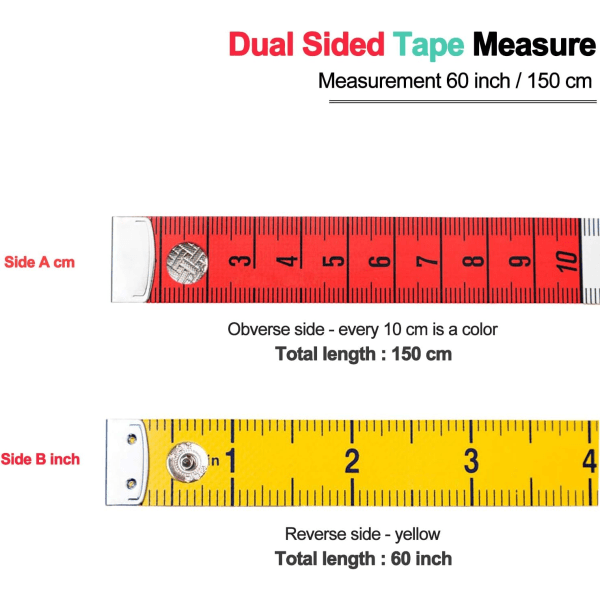 Måttband Måttband Hantverksmått, 60-tums/150-cm Mjukt Flerfärgat Måttband Kroppsmåttband