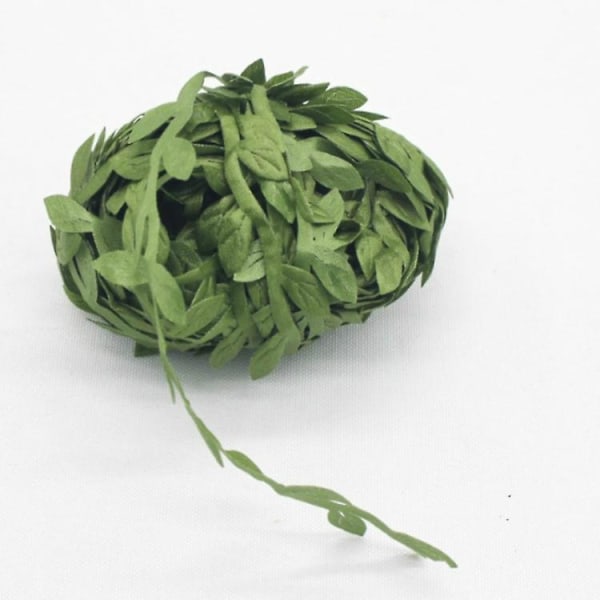 10 stykker silkestof bladkrans dekorationstilbehør Grønne blade rattanblade Simulering gør-det-selv-kransmateriale - 5 meter pr.