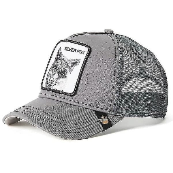 Black Panther Mesh-keps för vuxna Sommar Baseballkeps Truckerkeps W-WELLNGS Silver Fox- Grå Silver Fox- Grå Silver Fox- Grå Silver Fox- Grey