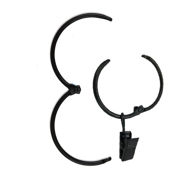 Gardinstænger med clips sort 20 stk.