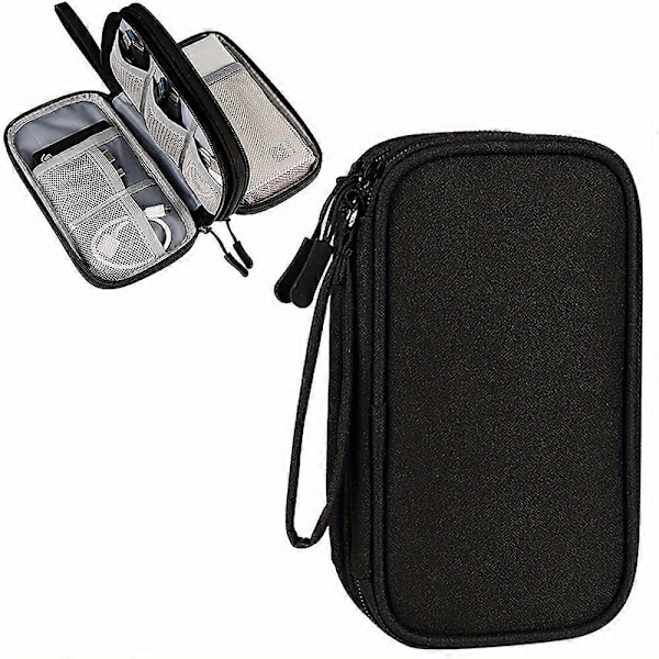 Vanntett Oppbevaringsveske for Elektronisk Tilbehør - Bærbar Reiseveske for USB-minne, Harddisk, Hodetelefoner og Mer Black Single Layer
