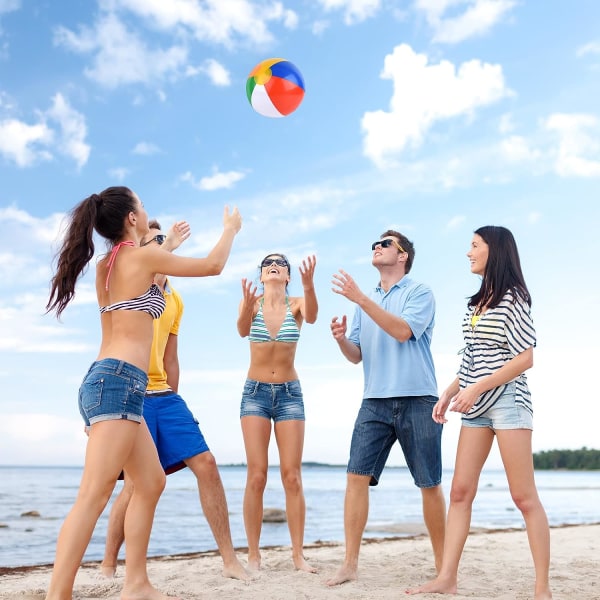 Oppblåsbare strandballer, regnbue strandball i bulk for familiesvømming, bassengfest, sommerlek