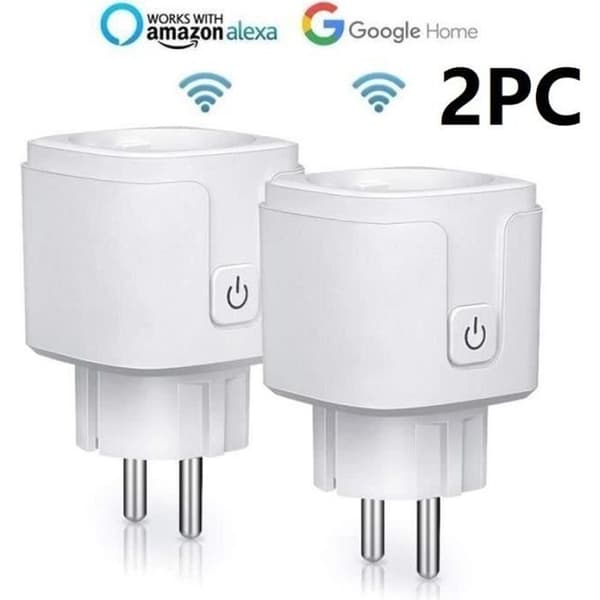 Smartplugg - 2-pakning - 16A - Kompatibel med Alexa og Google Home - Fjernkontroll