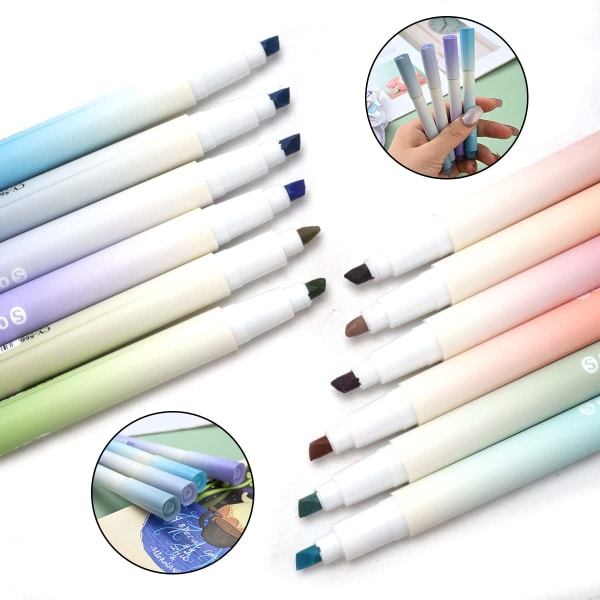Paket med 12 estetiska söta markörer Bibelmarkörer Milt blandade Morandi-färger Snabbtorkande eyeliners