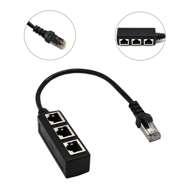 RJ45 Ethernet netværksadapter, 1 han til 3 hun LAN Ethernet netværkssplitter til Ethernet-udvidelse, Ethernet-udvidelseskabeladapter netværksadapter
