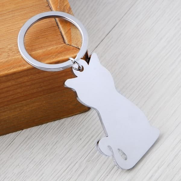 3-pack med glänsande kattnyckelringar i metall