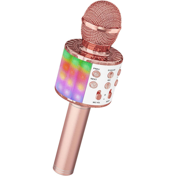 Trådlös karaokemikrofon, 4 i 1 handhållna Bluetooth mikrofoner Högtalare Karaokemaskin med dansande LED-ljus, KTV-spelare för hemmabruk