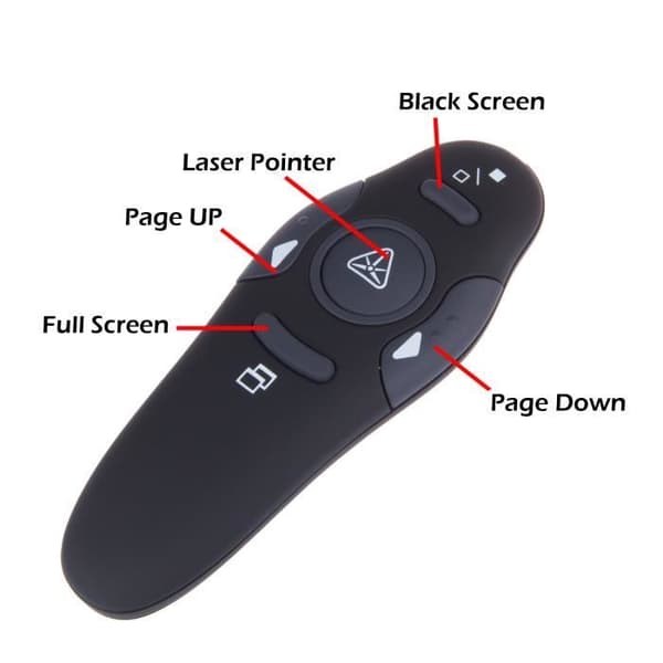 Laserpointer - Trådløs - PowerPoint fjernbetjening - 4 knapper - 2.4GHz - Rød