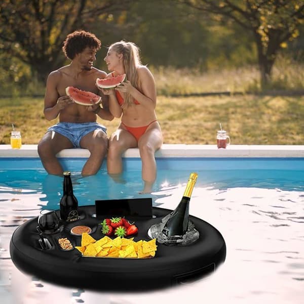 Oppustelig flydende poolbar - 8 huller - Kopholder - Flydende bakke - Let at puste op