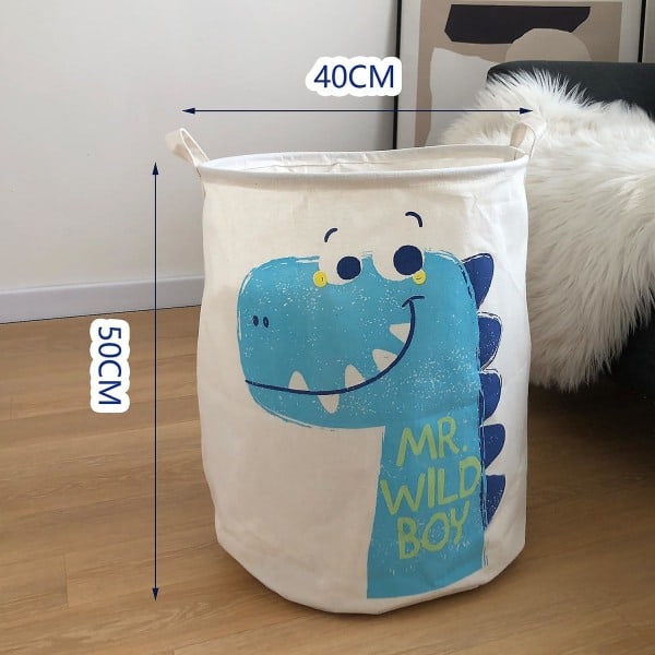 Leksaksförvaring, Stor Lättviktig Vikbar Canvas Tvätthållare för Förvaring av Leksaker, Smutsiga Kläder, för Sovsalar, Barnrum, Badrum (Dinosaurie)