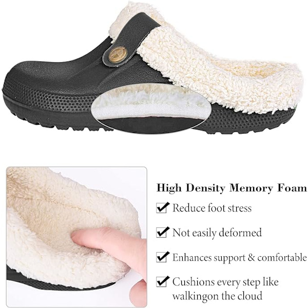 Dame Pels Tøfler Vanntett Slippers Foret Clogs Pels Tøfler Fluffy Slip-on Hage Sko Varme Plysj Hjem Hus Tøfler Innendørs Utendørs -4/5 UK