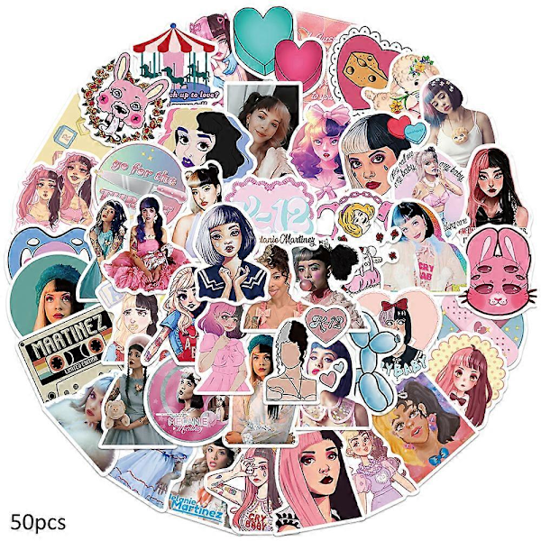 50-pakkaus Melanie Martinez -tarroja ja tarrakuvia vesipulloille, rullalaudoille, kannettaville tietokoneille, matkatavaralaukuille, puhelimille ja graffitiin