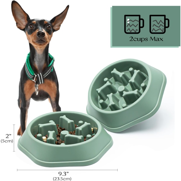 2kpl Koiran kulho Koiran hitaat syöttökulhot Paisunut Stop Food Bowl Interaktiivinen palapeli Terveellisen syömisen kulho (2 kpl, vihreä)