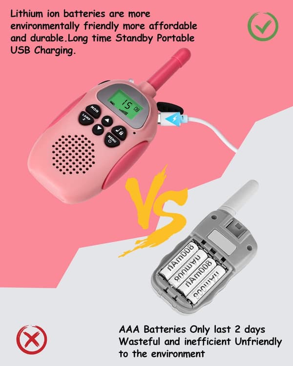 2-pakning Walkie Talkies for barn, 22 kanaler LCD-skjerm