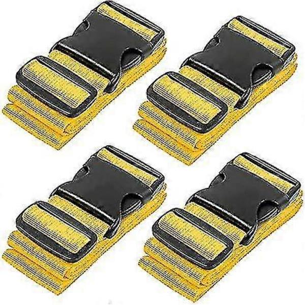 4-pack bagageremmar för resväskor, remmar, resetillbehör, gul