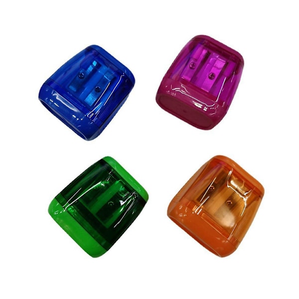 Plastfärgad Transparent Penna Spetsslipare Geometrisk Dubbelhål Skiss Penna Spetsslipare Manuell Penna