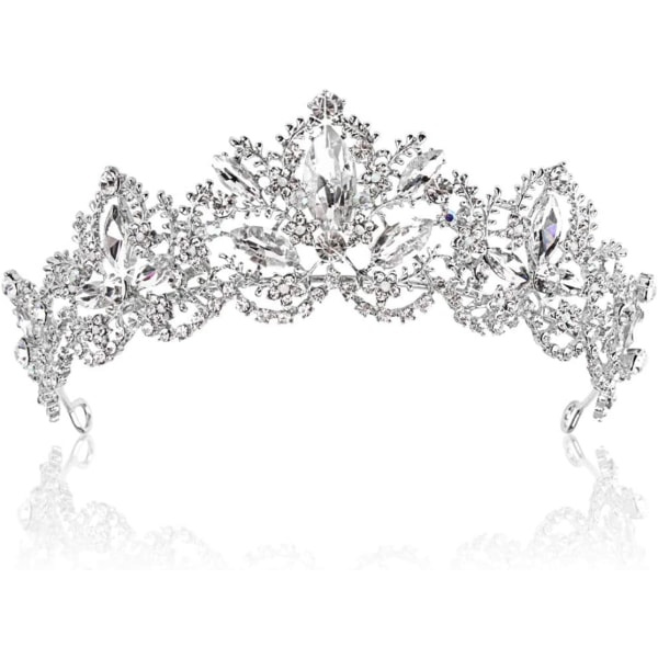 Krone for kvinner med innlagte krystallblomster, bryllupskrone, kobberzirkon, strasskroner