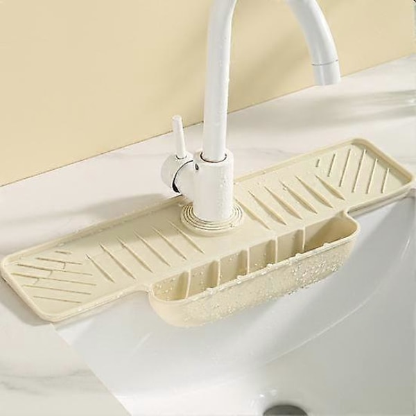 Silikon Kran Stänkskydd Matta Avloppsmatta för Diskbänk Vattenuppsamlare Torkmatta Disk Svamphållare Köksorganisatör Gadgets beige