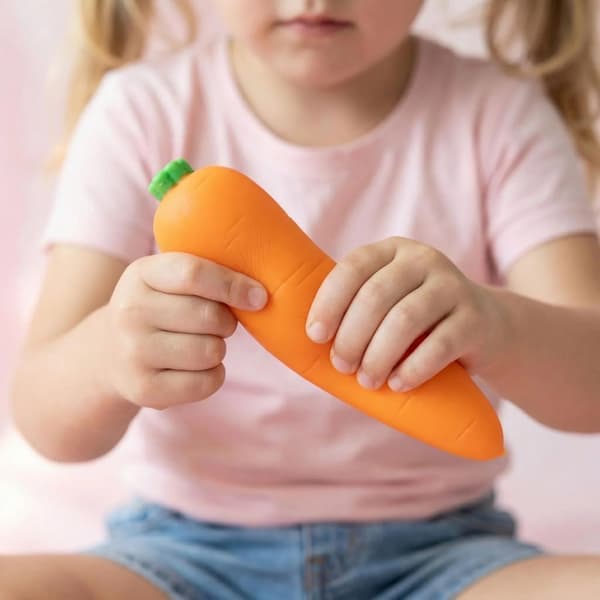 Morots-Squishy, Morots-Squishies Långsamt Stigande Sensorisk Kläm-Stressavlastningsleksak Realistisk Grönsaks-Fidgetleksak (1 st)