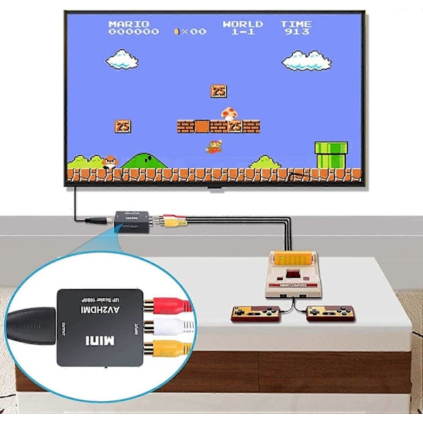 AV til HDMI-adapter Mini AV CVBS til HDMI-adapter