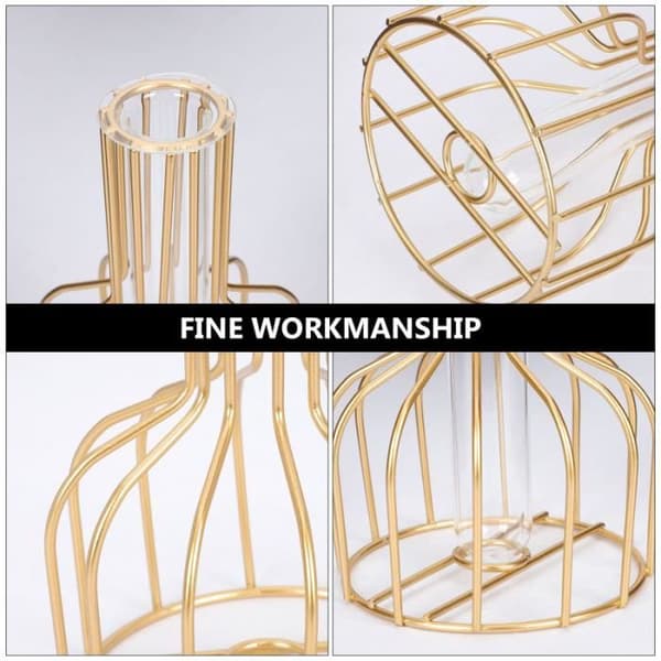 1 sæt jernkunstramme hydroponics glas blomsterrør nordisk enkel gylden vase jernkunstvase Cdiscount-jearzhan232