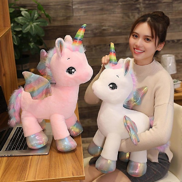 1 st 40CM Fantastisk Enhörning Plyschleksak Regnbåge Med Vingar Fylld Unicornio Dockleksak för Flicka Barn Födelsedagspresent Kudde 60CM pink