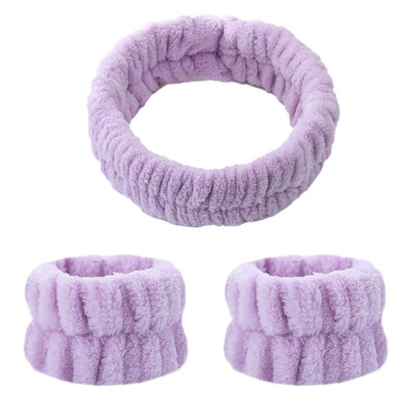 Spa-hiuspanta ja kasvopyyheranneke Purple