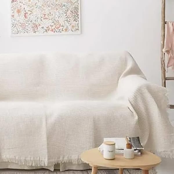 Soffplädar - LEOCLOTHO - 130x180 cm - Polyester - Vit - Samtida design