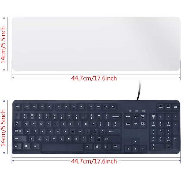Universal gennemsigtig vandtæt anti-støv silikone tastaturbeskytter cover til standardstørrelse PC computer skrivebords tastaturer (størrelse: 17,52\" x 5,51\")